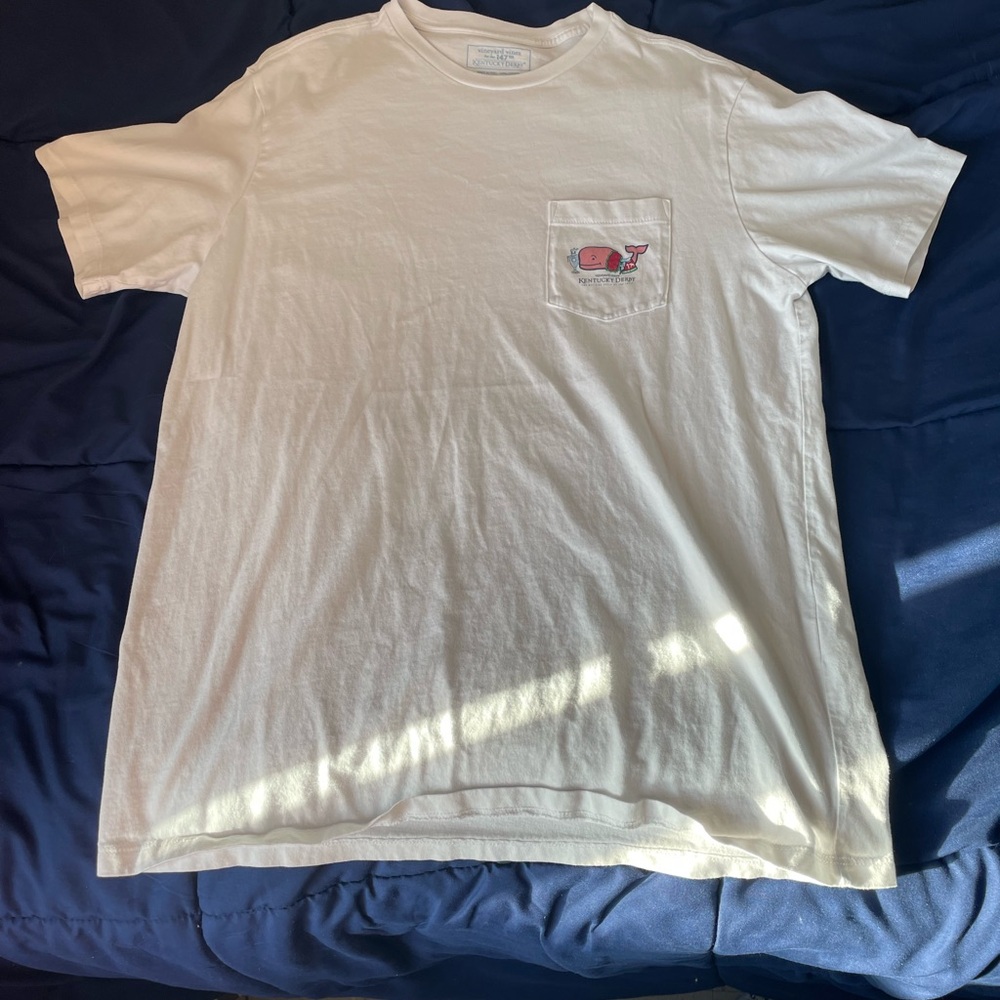 Vineyard Vines White Short Sleeve Tee with Subtle Red Chest Graphic